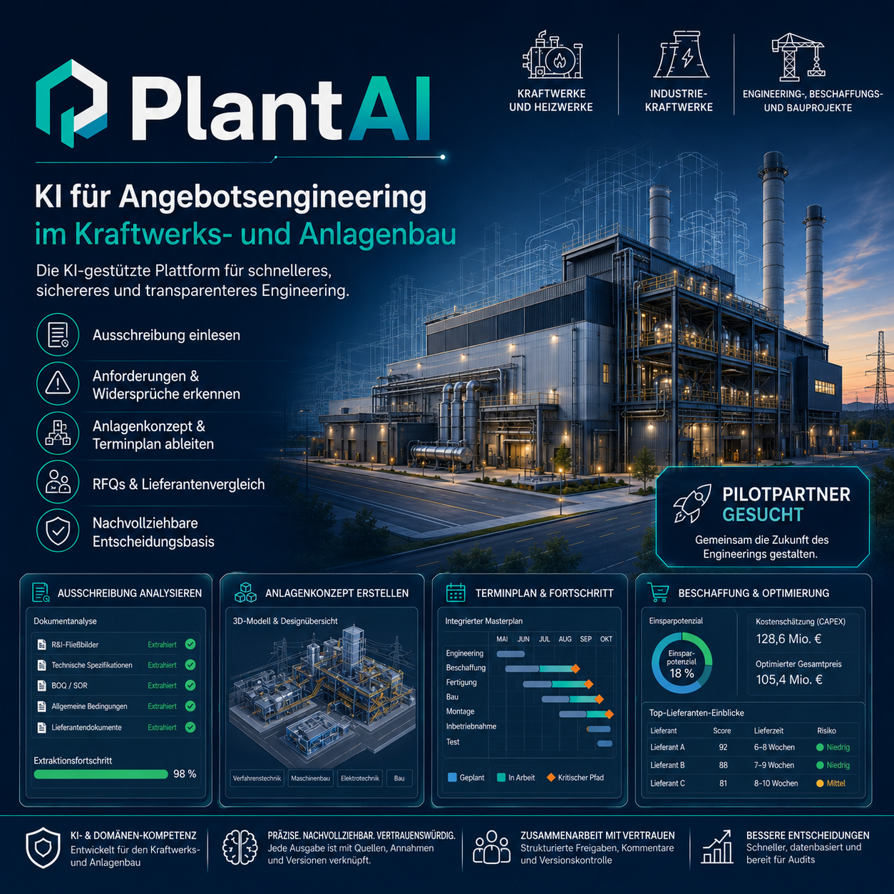 PlantAI visualisiert Angebotsengineering im Kraftwerks- und Anlagenbau